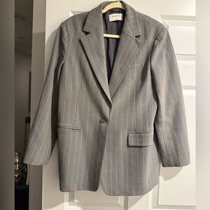 Babaton Gray Striped Blazer